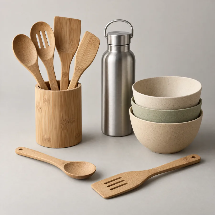 Bamboo kitchenware set